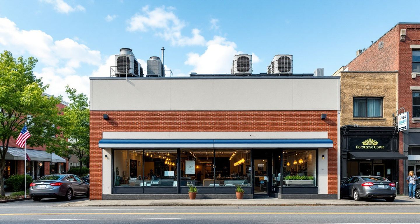 Portland commercial building with rooftop HVAC